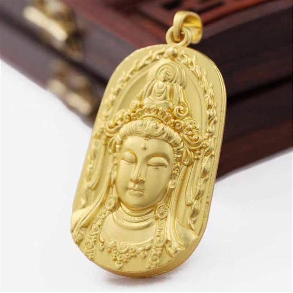 Big Leak Genuine Pure Gold Plated Guanyin Pendant for Men and Women's To Attract Wealth This Rich Forever Safe Pendant for Gifts