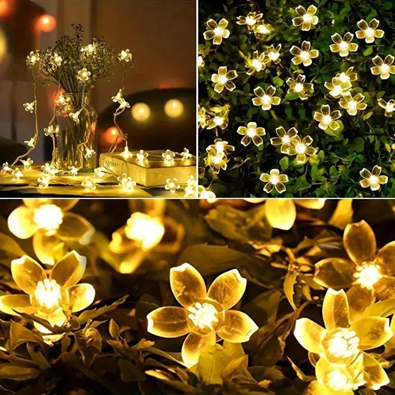 1pc 20/30/50/100 LED Solar Flower String Light Outdoor Cherry Blossom Fairy Lamp For Home Garden Patio Fence Yard Festival Decor