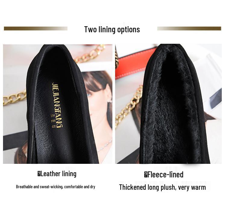 Damskie modne mokasyny 2025 ze skóry naturalnej i futra norek, na grubej podeszwie, wyściełane aksamitem, futrzane zimowe buty na wysokim obcasie, szpiczaste
