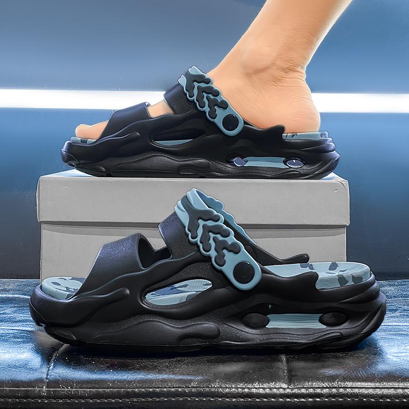 Modne letnie męskie kapcie Modne grube podeszwy Drewniaki dla par Damskie klapki plażowe Domowe buty halowe Trampki Antypoślizgowe czarne sandały sportowe