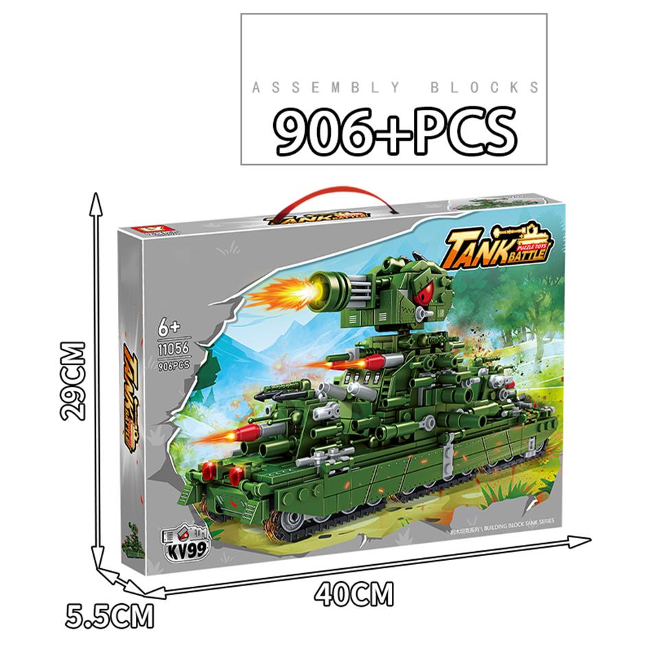 WW2 Military Cartoon Tank Monster Germany Karl Gerat Railway Gun P1000 Soviet KV 44 Model Building Blocks Bricks Toys Kids Gifts