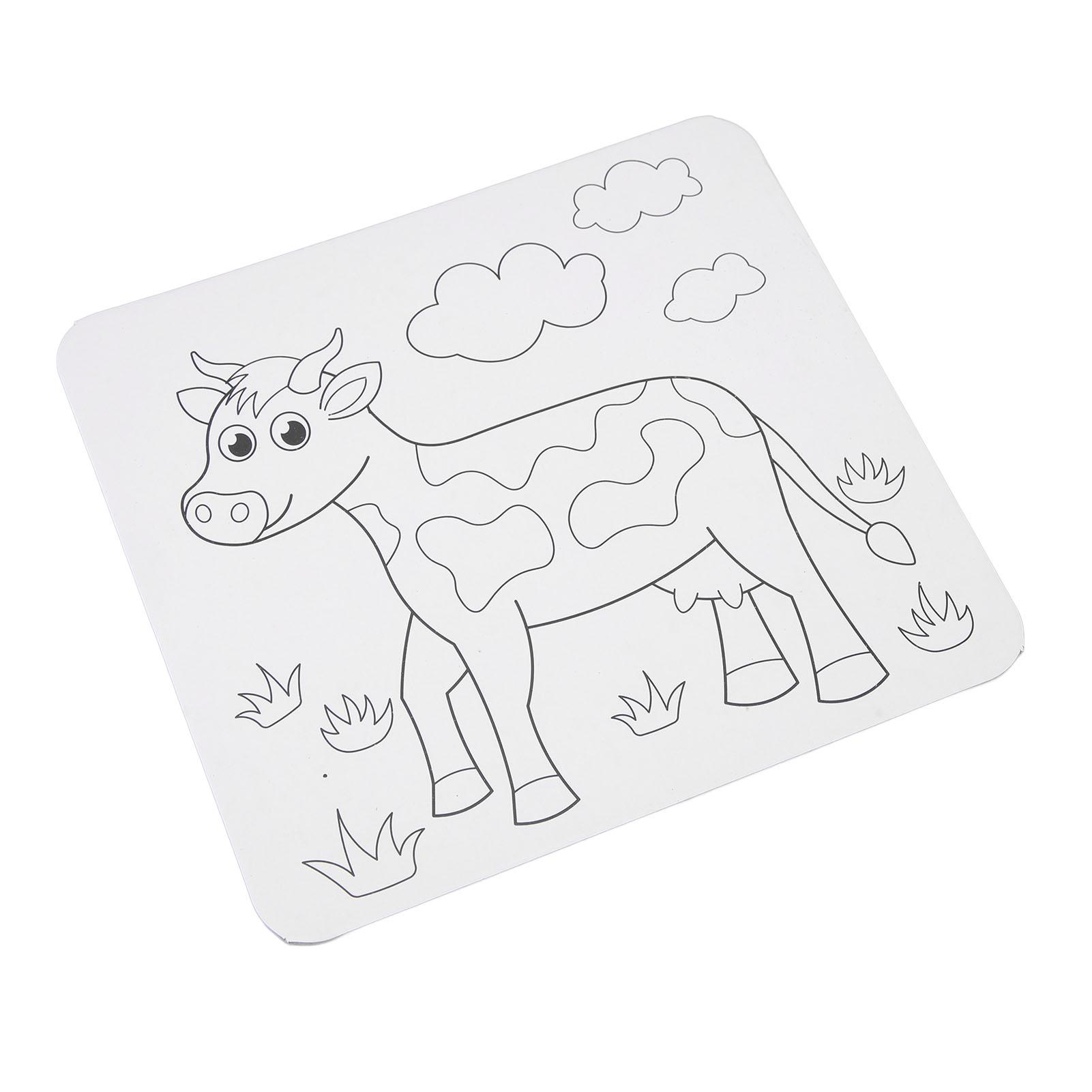 

Предварительно нарисованный холст Контур животного Краска Милый мультяшный Встроенный кронштейн Бумага Предварительно раскрашенная доска для детей DIY Дудл Корова