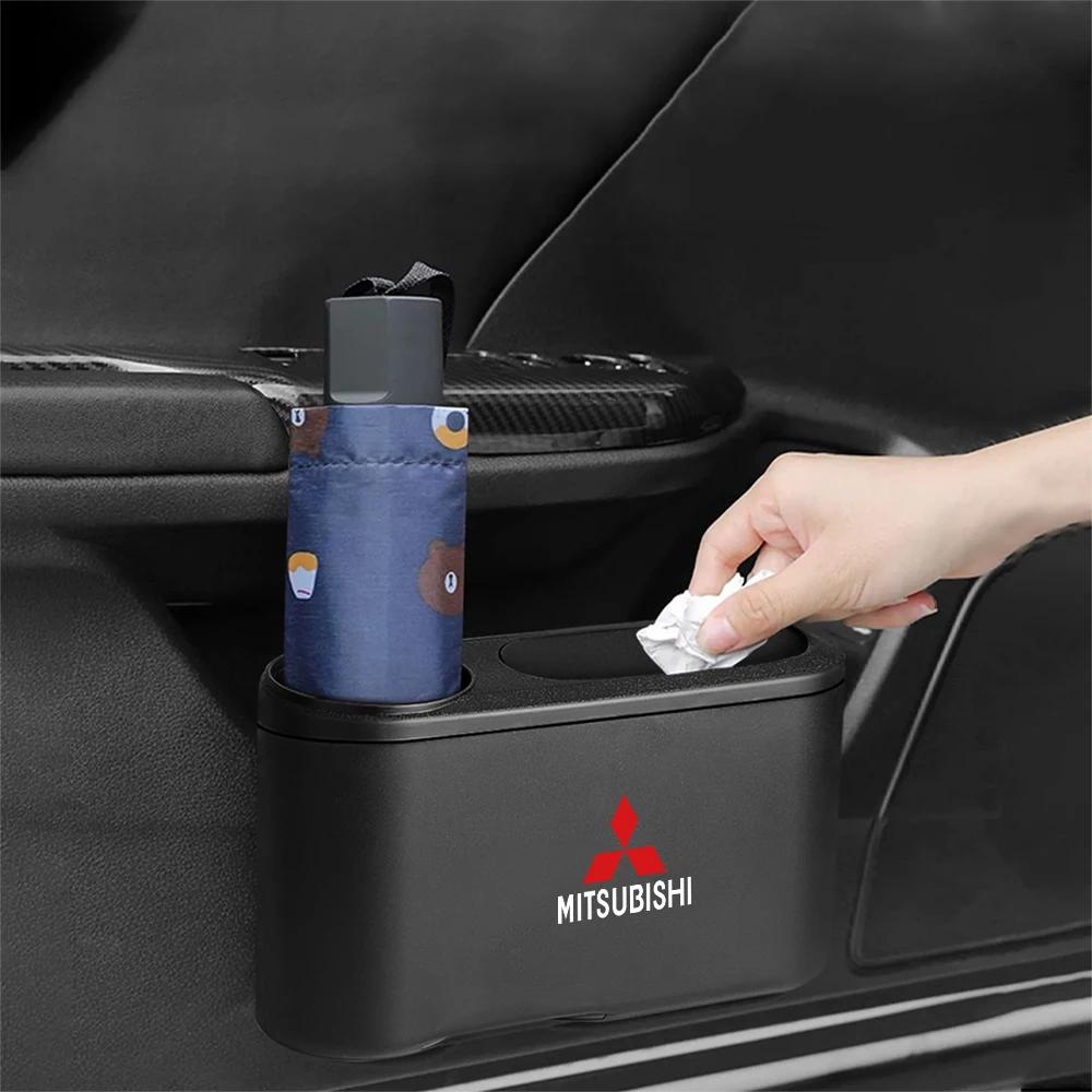 Car Interior Large Capacity Flip Top Trash Can Water Proof Accessories For Mitsubishi ASX I200 Outlander Pajero Eclipse Lancer IR3