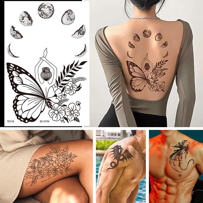 Herbal Juice Tattoo Sticker Waterproof Non-Reflective Flower Arm Personality Lasting Senior Sense Internet Celebrity Temporary Tattoo Sticker