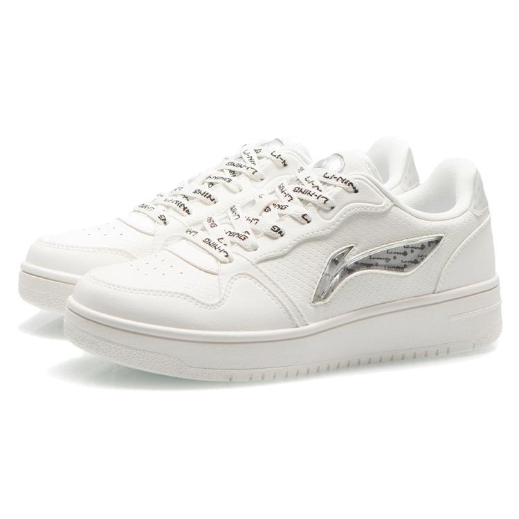 Li Ning Slip Resistant Abrasion Resistant Low top Skateboard Shoes Women's Mist White AGCR342-4