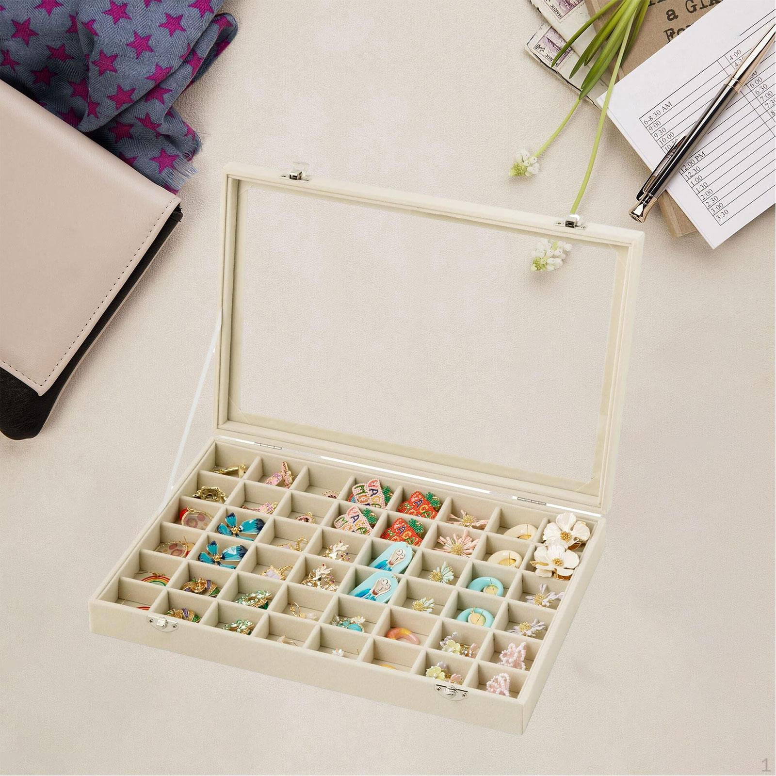 

Jewelry Box, Storage Case, Multifunctional, Adjustable Dividers, Large Capacity, Organizer Container бежевый