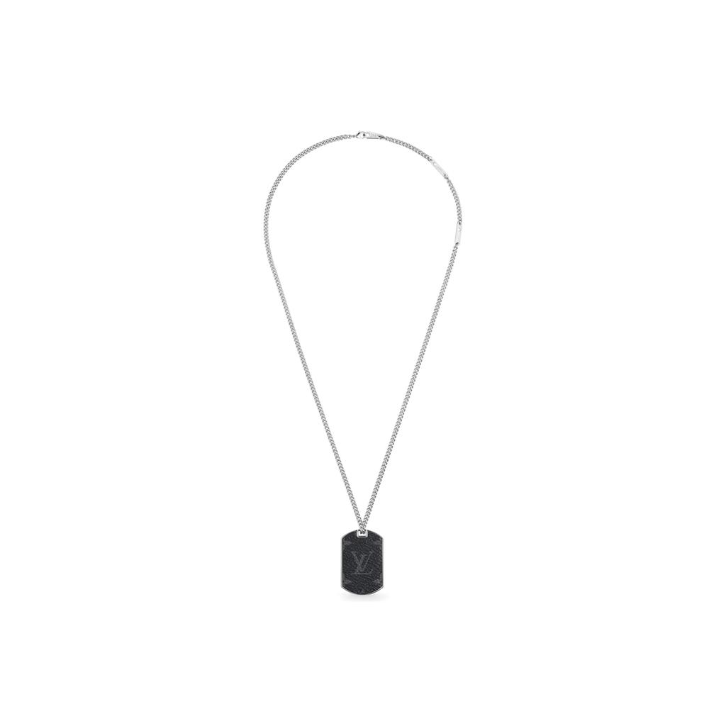 Louis Vuitton Monogram Eclipse Black Nameplate Metal Necklace Men necklace M63640