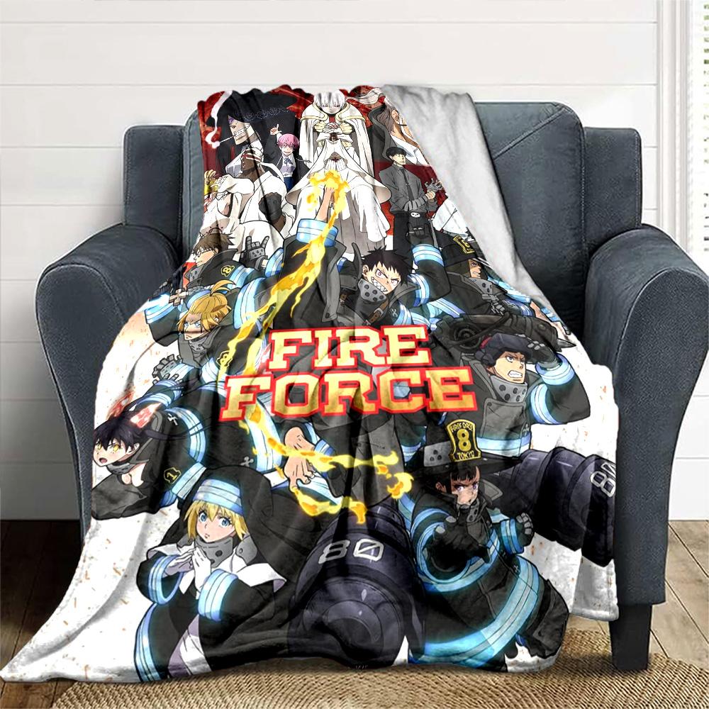 Fire Force Print Flannel Blanket High Quality Warm Comfortable Cover for All Seasons Perfect for Gifts Home Decor