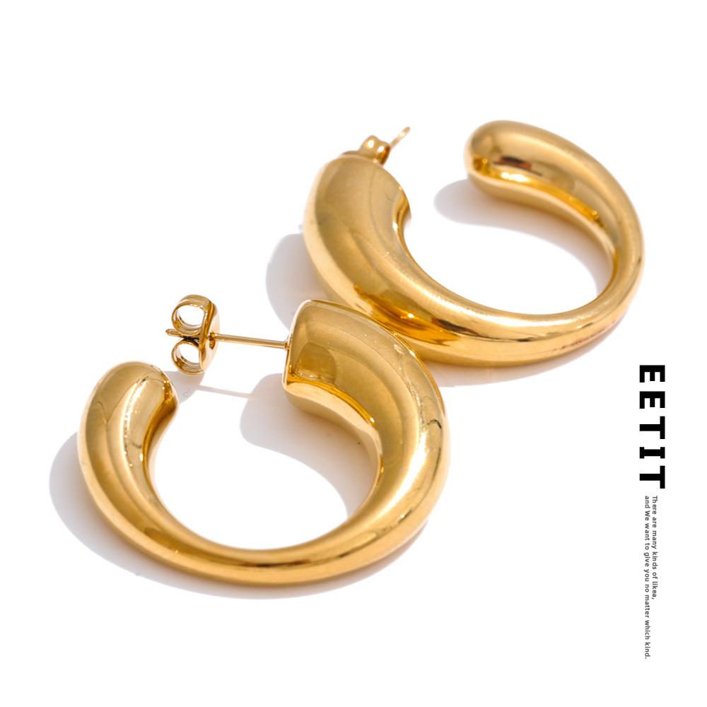Eetit Minimalist Stainless Steel C-Shape Fashion Unusual Earrings Personalized Versatile Daily Charm Jewelry Waterproof