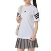 Adidas Striped Breathable Casual Sports Short Sleeve Drop Shoulder T-Shirt Women Tops White JE0238