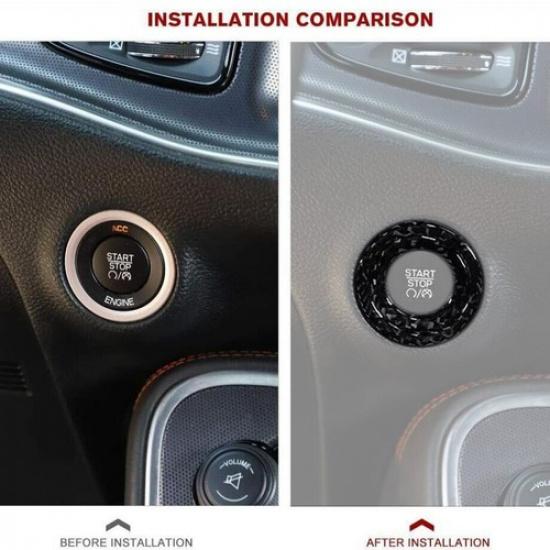 For 2015 -  Chrysler 300 Carbon Fiber Engine Ignition Switch Ring Cover Trim