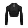 Mädchen Jazz Tanzaufführungskostüm Stehkragen Langarm Transparentes Mesh Patchwork Glänzende Pailletten Crop Top Tanzbekleidung