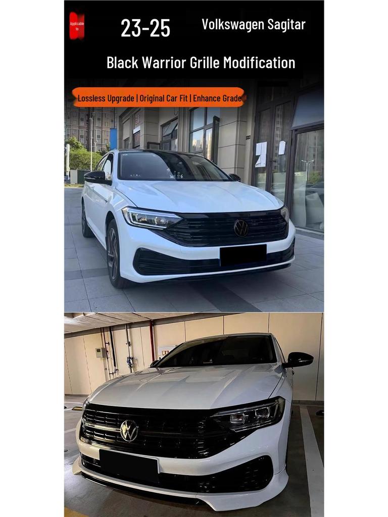 Volkswagen Sagitar 2023-2025 Kühlergrill-Veredelung mit Silbernen Streifen & Schwarzen Paneelen