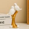 Ceramic Couple Birds Statue for Home Decor - Aesthetic Showpiece - Decorative Sculpture for Home Decor & Office Decor - 18x3x22 CM, White and Gold