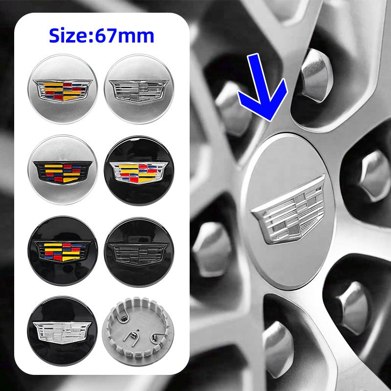 4 Pezzi 67mm Emblema Coprimozzo Centrale Ruota Auto 3D per Cadillac ATS CTS DTS STS SLS SLR XLR BLS Seville Escalade Tiburon CT6 XT5 XT6 CT5