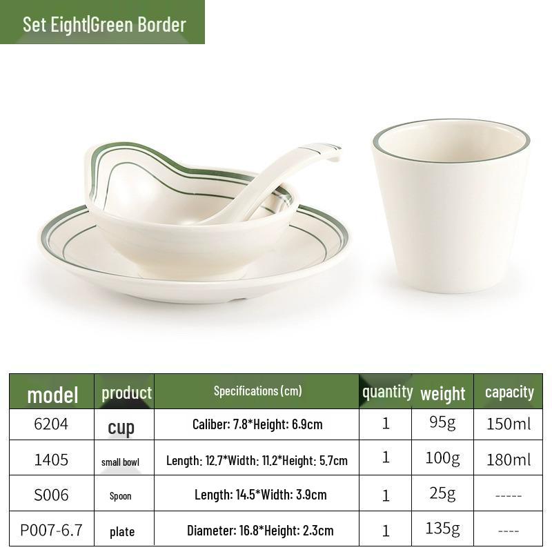 Melamine Four-Piece Table Set: Imitation Porcelain Plastic Bowls & Plates for Restaurants and Hotels