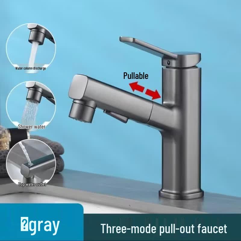 OEING Gunmetal Grey Ret retractable Pull-Out Basin Faucet