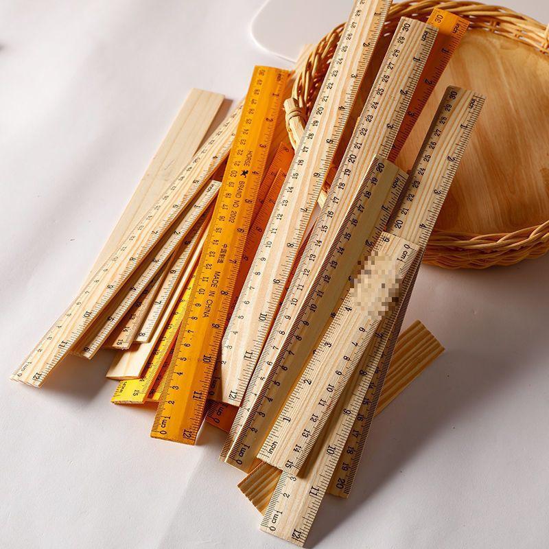 15-30cm Wooden Dual-Sided Ruler for Teaching, Tailoring, and Student Use