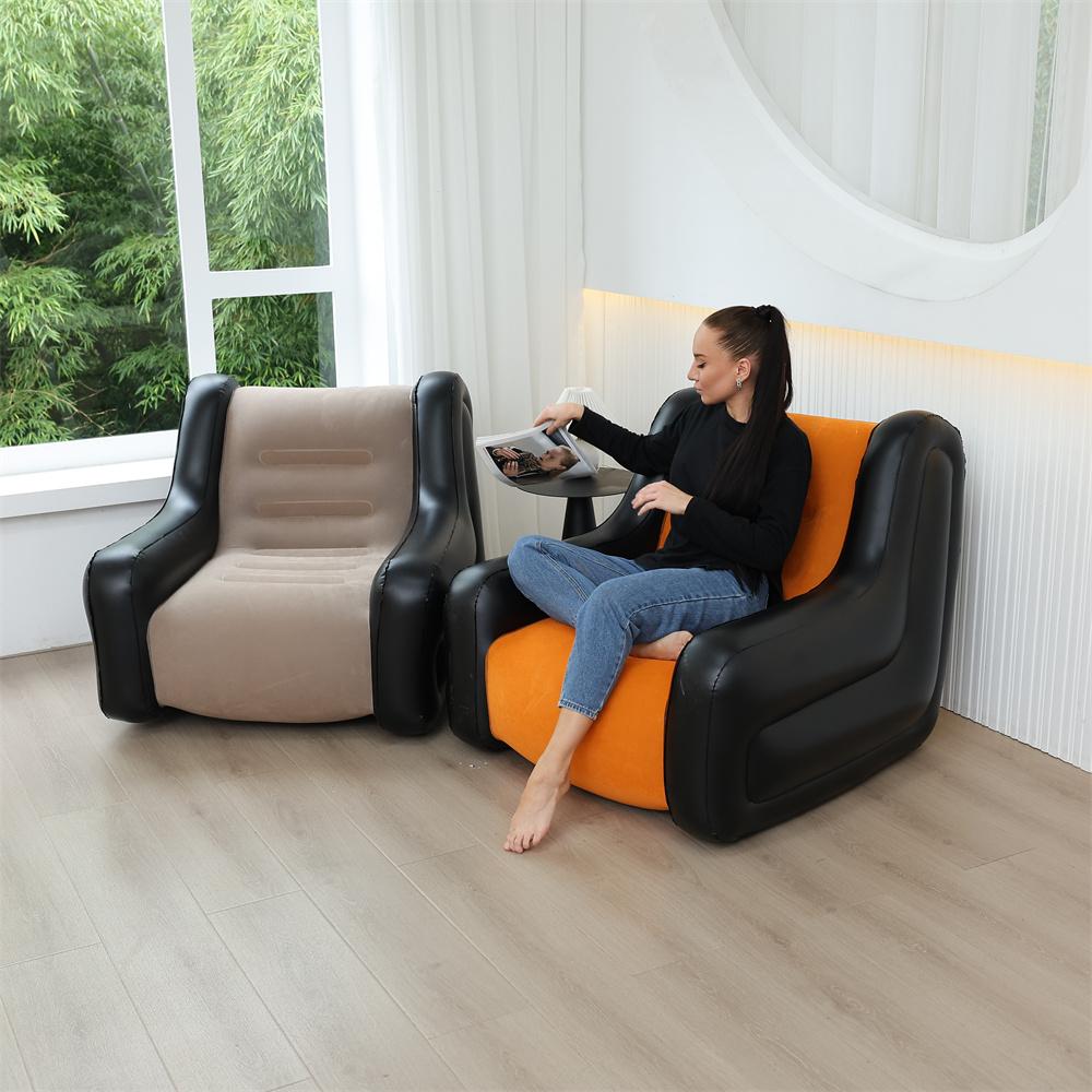Folding Lazy Sofa,Inflatable Lounge Chair Thickened Durable Folds,Compactly Gaming Lounger Air Bench for Leisure Bed Sleeping