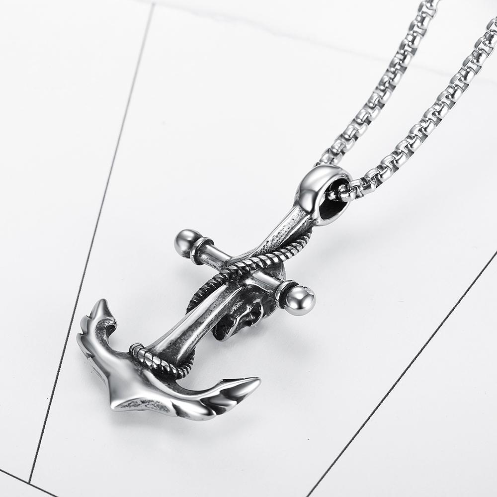 Schädel Anker Anhänger Halskette Charms Herren Damen Edelstahl Anhänger Punk Hip Hop Einzigartig für männliche Jungen Schmuck Geschenk