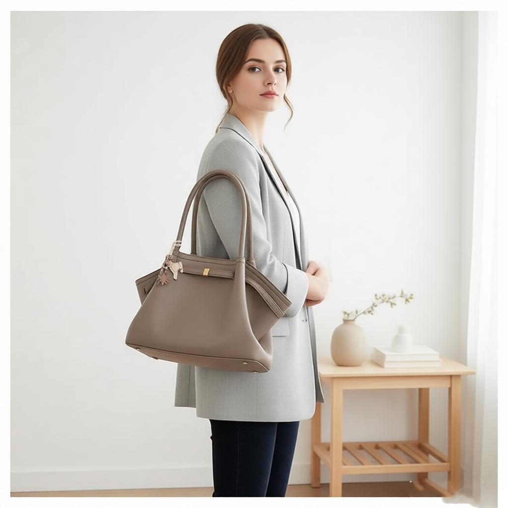 Luxury Lychee Pattern Underarm Shoulder Bags PU Leather Solid Color Women's Handbags Large Capacity Tote Bag Travel