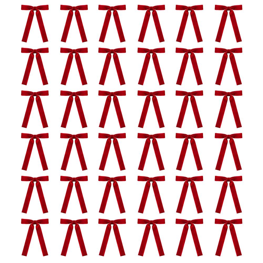 Christmas Tree Accents Velvet Ribbon Bows Elegant Christmas Ornaments Christmas Decoration Pre-tied Decorations