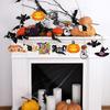 Gerrii 40 Pieces Halloween Ornaments Wooden Halloween Tree Decorations Pumpkin Ghost Witch Hat Skeleton Mini Hanging Ornaments with Rope for DIY