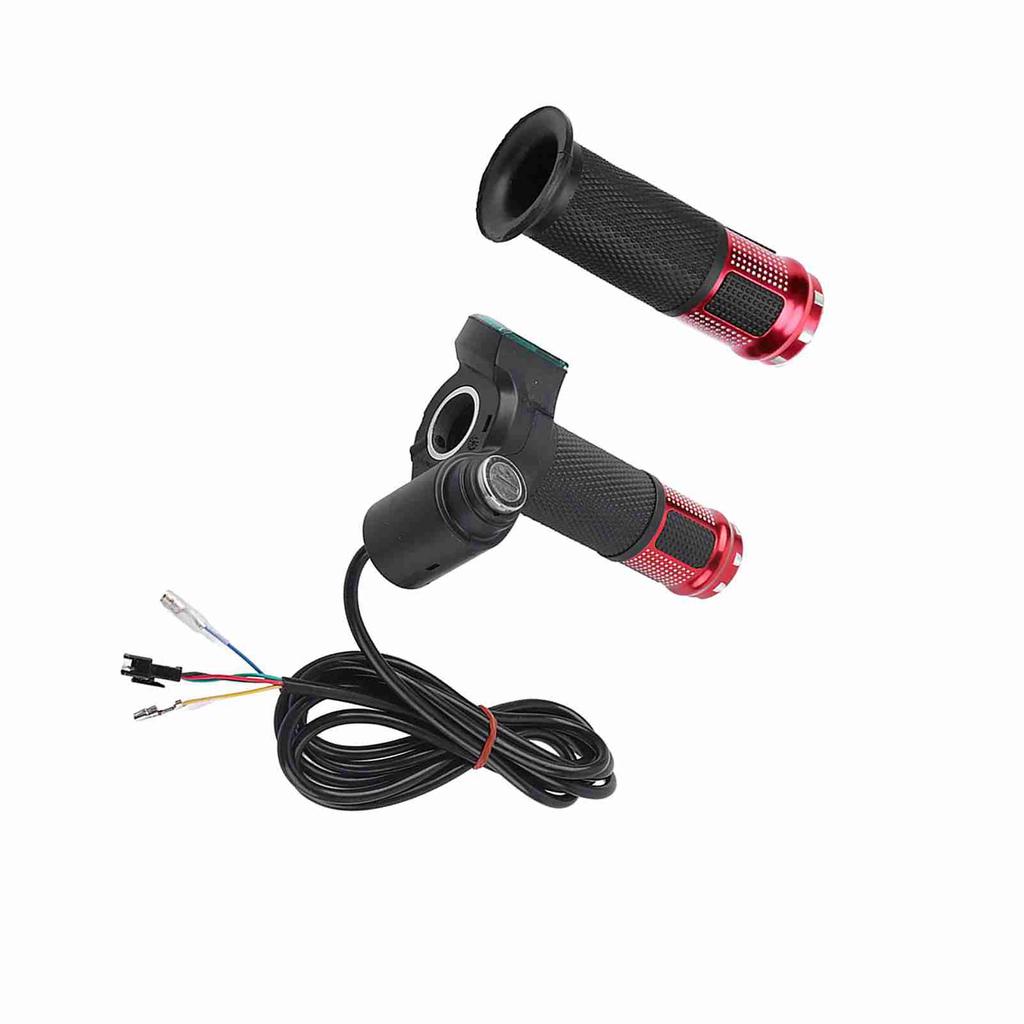 Twist Throttle Grips Handle With Key Lock LED Display Screen For Electric Bike(red)
