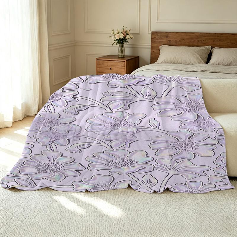Floral Flannel Blanket: Non-Pilling, Soft & Skin-Friendly, All-Season, Ideal for Home Napping, Warm Home Decor, Great for Christmas & Halloween