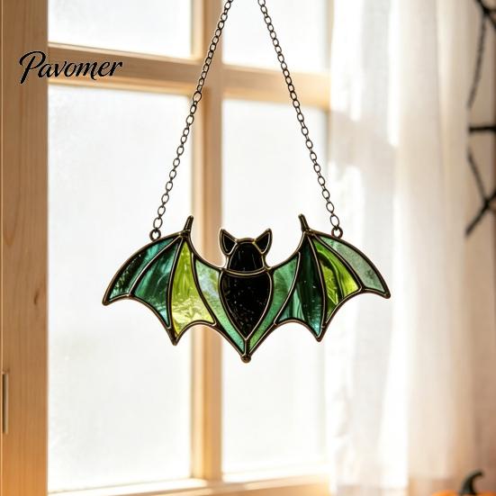 Creative Holiday Home Hanging Decor Halloween Pendant, Colorful Sun Catcher for Wall Window Decoration, Stained Glass Style Art Ornament And