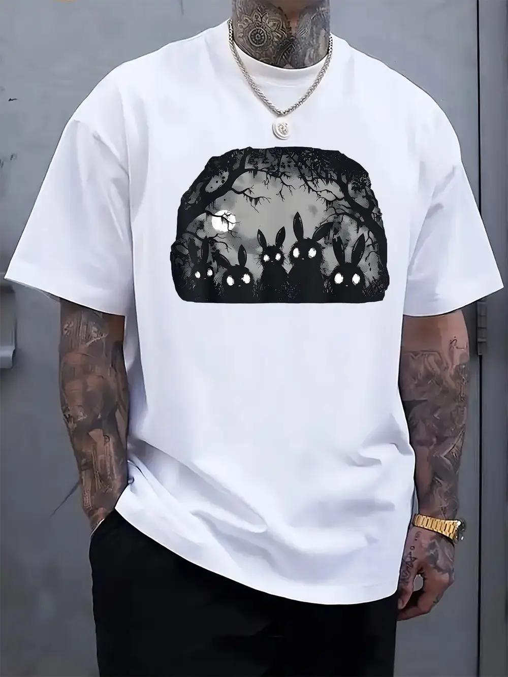 

Casual Graphic T-shirt - Cute Bunny Print XL