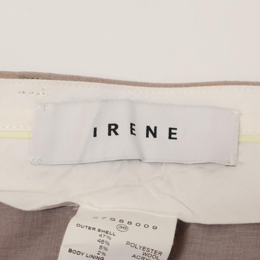 IRENE [Excellent Condition/25Stainless Steel] 27S88009 Knot Stitch Line Trousers Check Pattern Knot Stitch Line Trousers Bottoms 36 beigeUsed