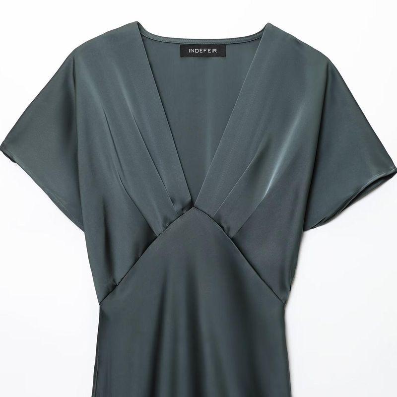 Kaslead New Arrival Women's Clothing Fashion Style Fashion Silk Satin Texture Midi Skirt Dress 2330399