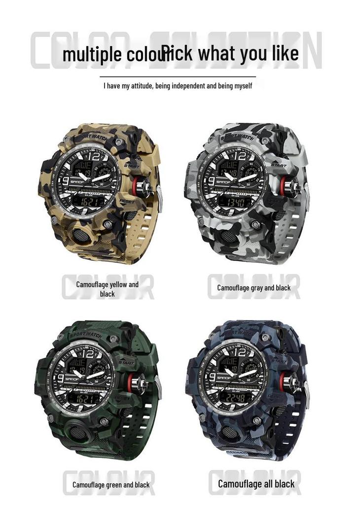 Sanda Multifunctional Camouflage Tactical Outdoor Sports Watch for Men