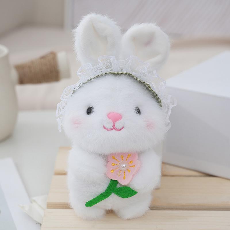 Kawaii Creative Hat Rabbit Plush Toy Keychain Cute Cartoon Rabbit Keychain Pendant  Backpack Decoration Birthday Gifts