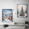 Christmas Tree Wall Art Decor Santa Claus On Swing Posters Prints Snowman Deer Winter Canvas Painting For Festival Decoration