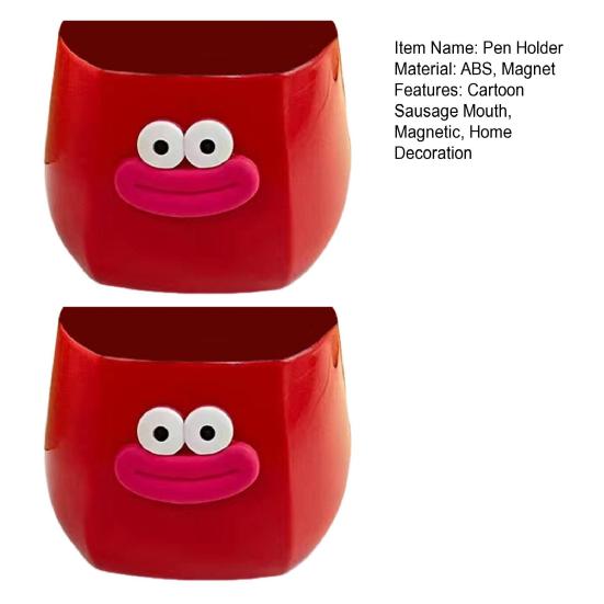 1/2Pcs Cartoon Sausage Mouth Pen Holder Magnetic Refrigerator Storage Box Stationery Container Home Office Desktop Fridge Decoration Ornament