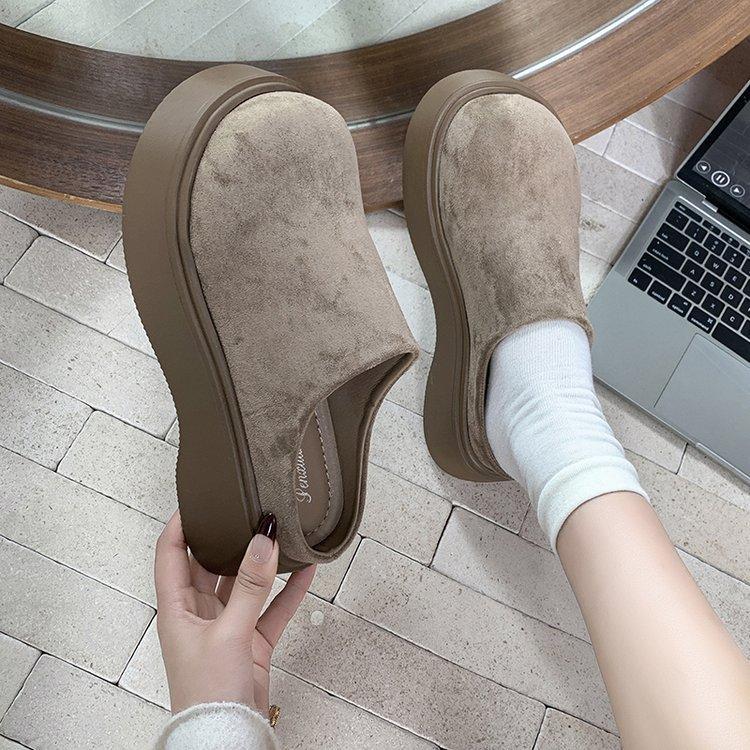 Half a pack of slippers to wear outside 2025 spring new thick-soled Korean version single shoes half a tow Boken shoes women's bag head half slippers