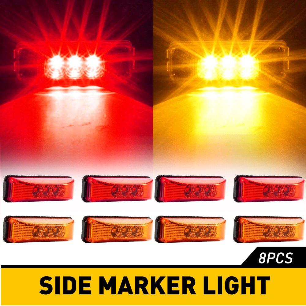 4X Amber LED Side Marker Lights RV Truck Trailer Clearance Light Waterproof EOA