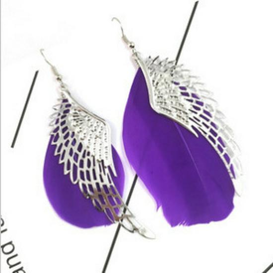 Exaggerated Angel Wings Feather Earrings - Long, Stylish Fashion Jewelry