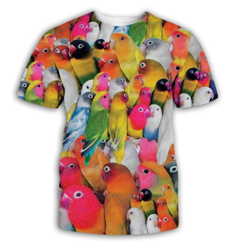 Fashion All Kinds of Birds T Shirt for Men Fun Trend Personality Printed Round Neck Tees Hip Hop Harajuku Streetwear Tops