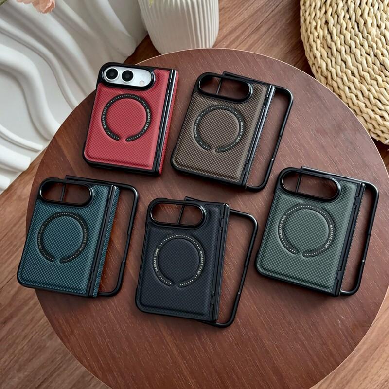 For iPhone Duo Fold Case Luxury PU Leather Skin-friendly Magnetic Protective Back Cover MagSafe Wireless Charging Phone Shell