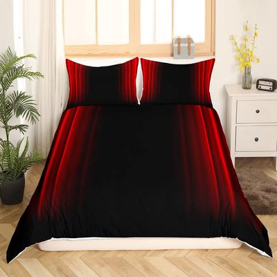 Rote und Schwarze Bettwäsche-Sets Für Teenager Kinder Queen-Size Leichte Bettbezüge Schlafzimmer Deko Abstrakt Ombre Bettbezüge Ohne Bettdecke