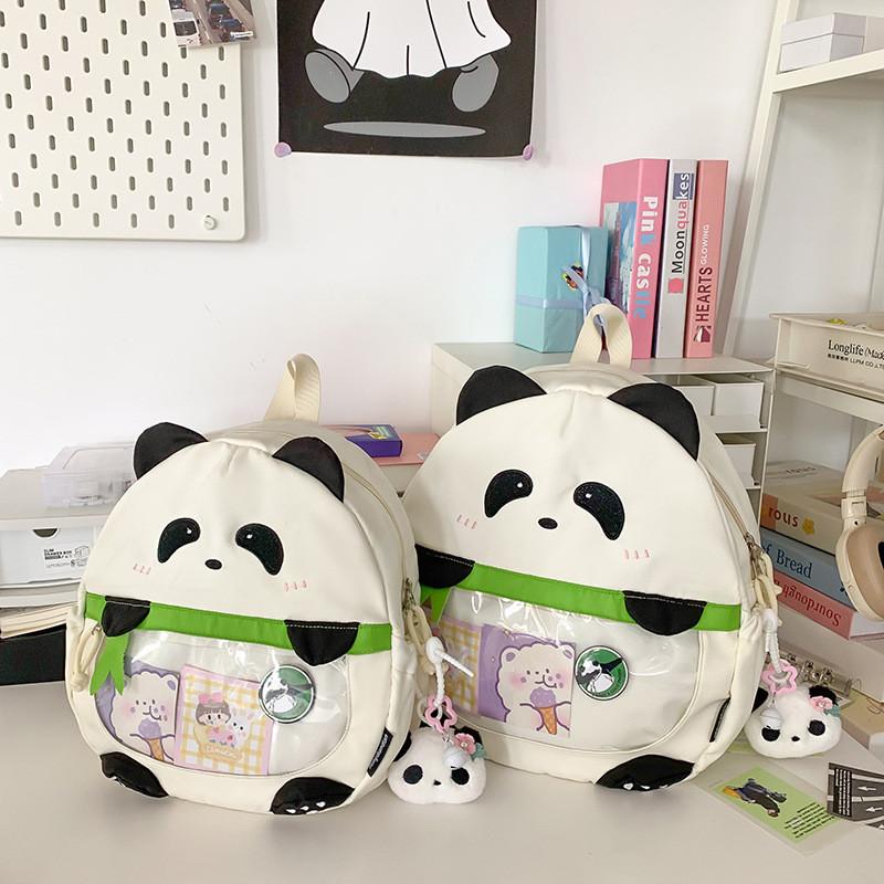 Cartoon Plush Panda Backpack With Bring The Same Panda Pendant Children For