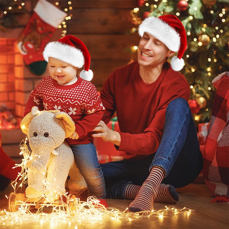 Christmas Plush Hat Santa Novelty Hat Kids Christmas Clothing Accessory Dress-Up Decor Prop For Santa Claus Gift Party Supplies