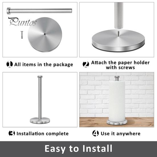 Countertop Paper Towel Holder with Weighted Anti-Slip Base Rust-Proof Corrosion Resistant Stainless Steel Paper Towel Holder