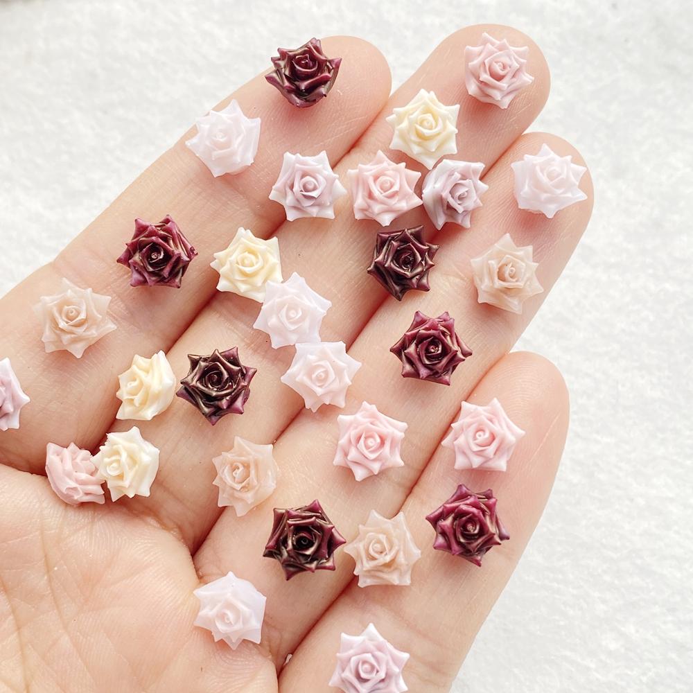 

50/100 шт. Полимерные разноцветные мини-розы, камелии для нейл-арта, плоские, для скрапбукинга, DIY, свадебные аппликации, ювелирные аксессуары, поделки 8mm50pcs