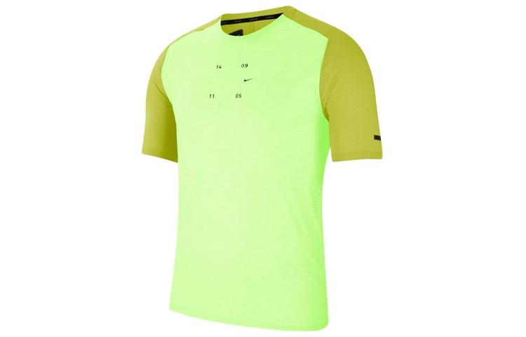 Nike T Shirts Men s Yellow Crew Neck Moderate Straight Fit CJ5732-308 L