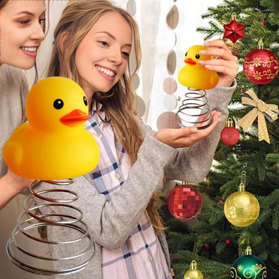 Yellow Duck Christmas Tree Topper Decoration Reusable 3D Spring Duck Xmas Tree Top Ornament Christmas Party Supplies