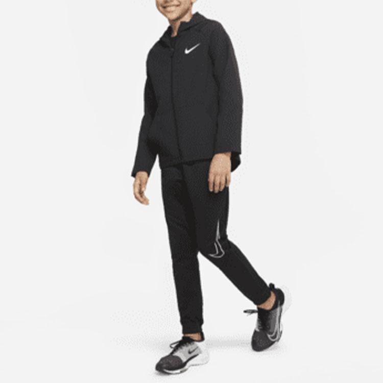 Nike Dri-FIT Solid Logo Woven Training Hoodie Kids Jackets Black DO7095-010